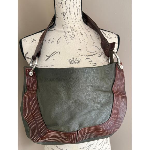 Petusco Hunter Green Leather Shoulder Bag Purse Handbag - Made in Spain - Picture 1 of 12